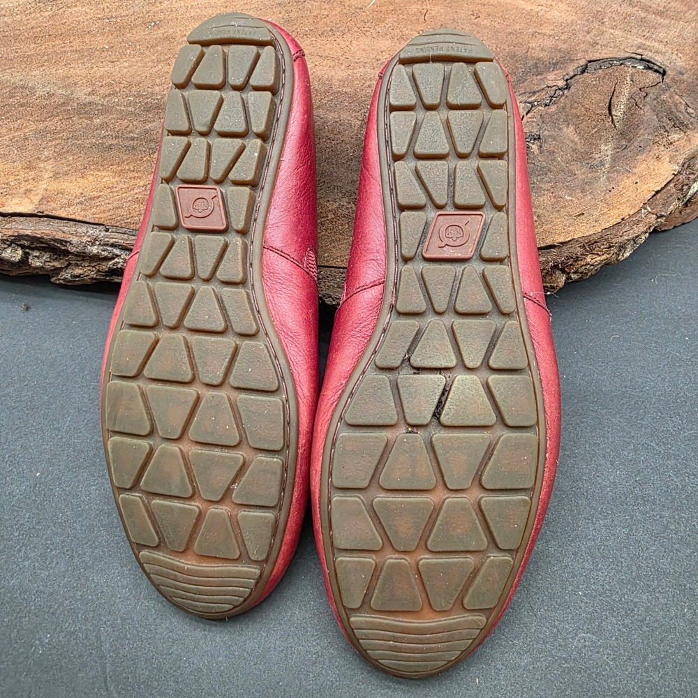 Born Loafers W 10.5-11 Red Leather Slip On Comfort Flat Quiet Casual Luxury Boho - Picture 5 of 7